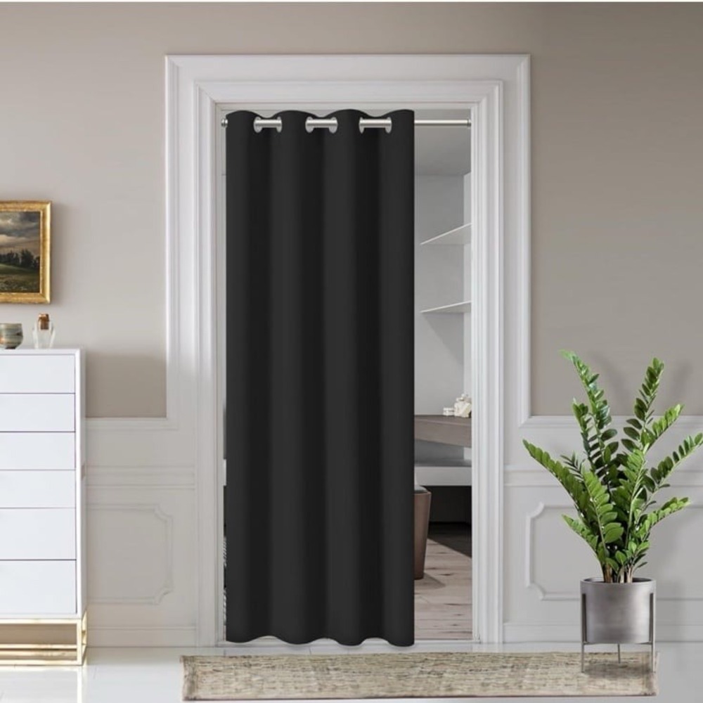 AOSKY Door Curtains for Doorway Privacy, Black Grommet Closet Curtains for Bedro